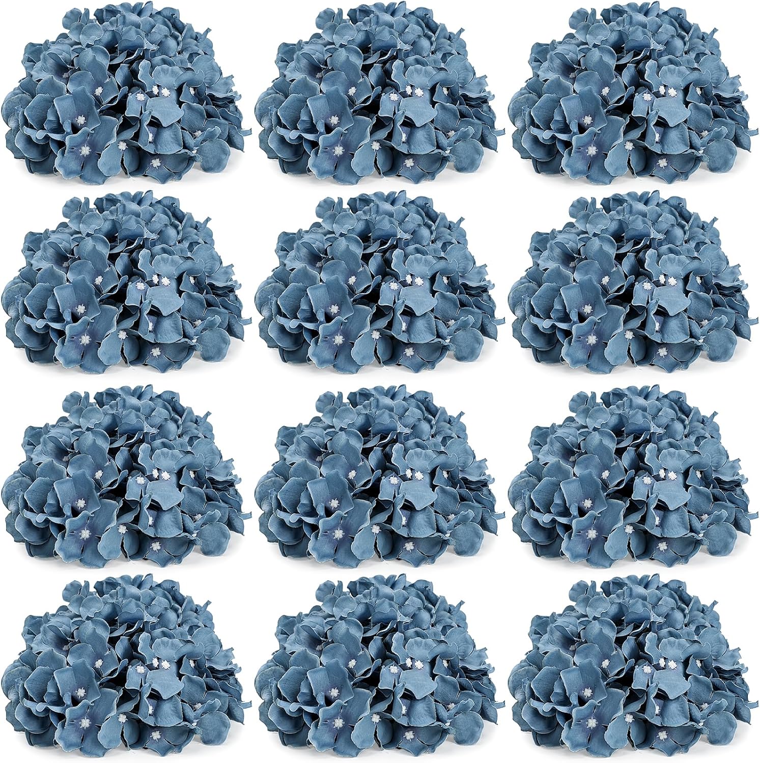 Hydrangea Flower Balls for Centerpieces - 12 PCS Artificial Floral Arrangement with Base, 8 Inch Diameter Fake Silk Kissing Ball for Wedding Table Home Party Decor - Dusty Blue
