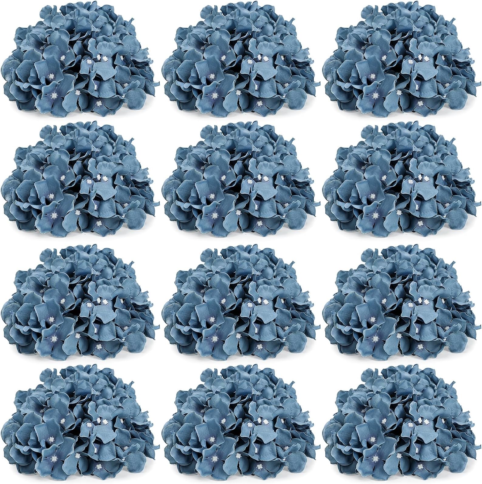 Hydrangea Flower Balls for Centerpieces - 12 PCS Artificial Floral Arrangement with Base, 8.27 Inch Diameter Fake Silk Kissing Ball for Wedding Table Home Party Decor - Dusty Blue
