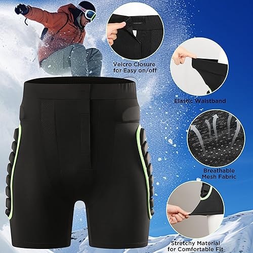 Miniatura 4 de OHMOTOR - Pantalones cortos acolchados para esquí, snowboard y patinaje para mujeres y hombres, protector de almohadilla para las nalgas, pantalones