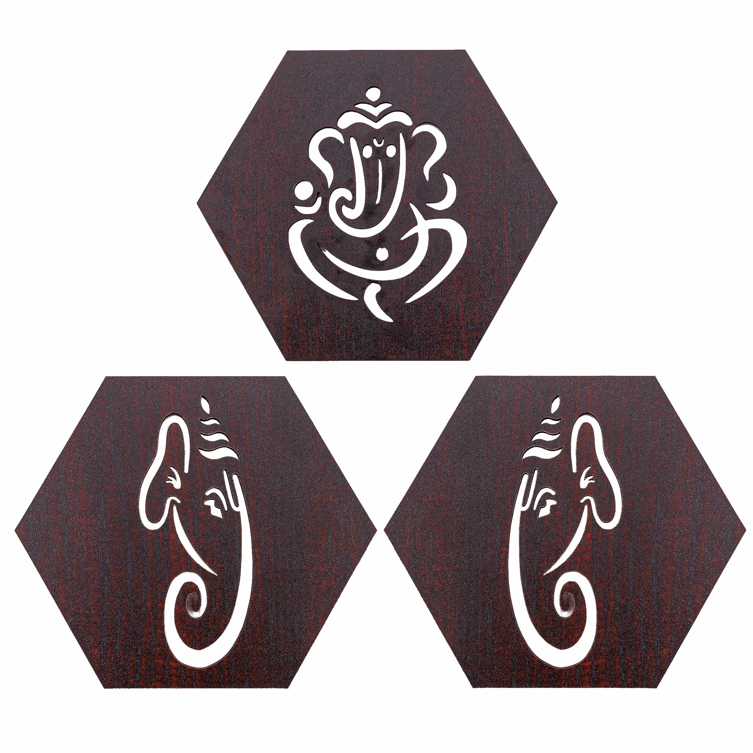 Tarini Gallery Om Wooden Design Handcrafted Sculpture Wall Hanging Decorative Showpiece for Home Office Temple Yoga Meditation Décor and Gifting (Ganesh) - Image 4