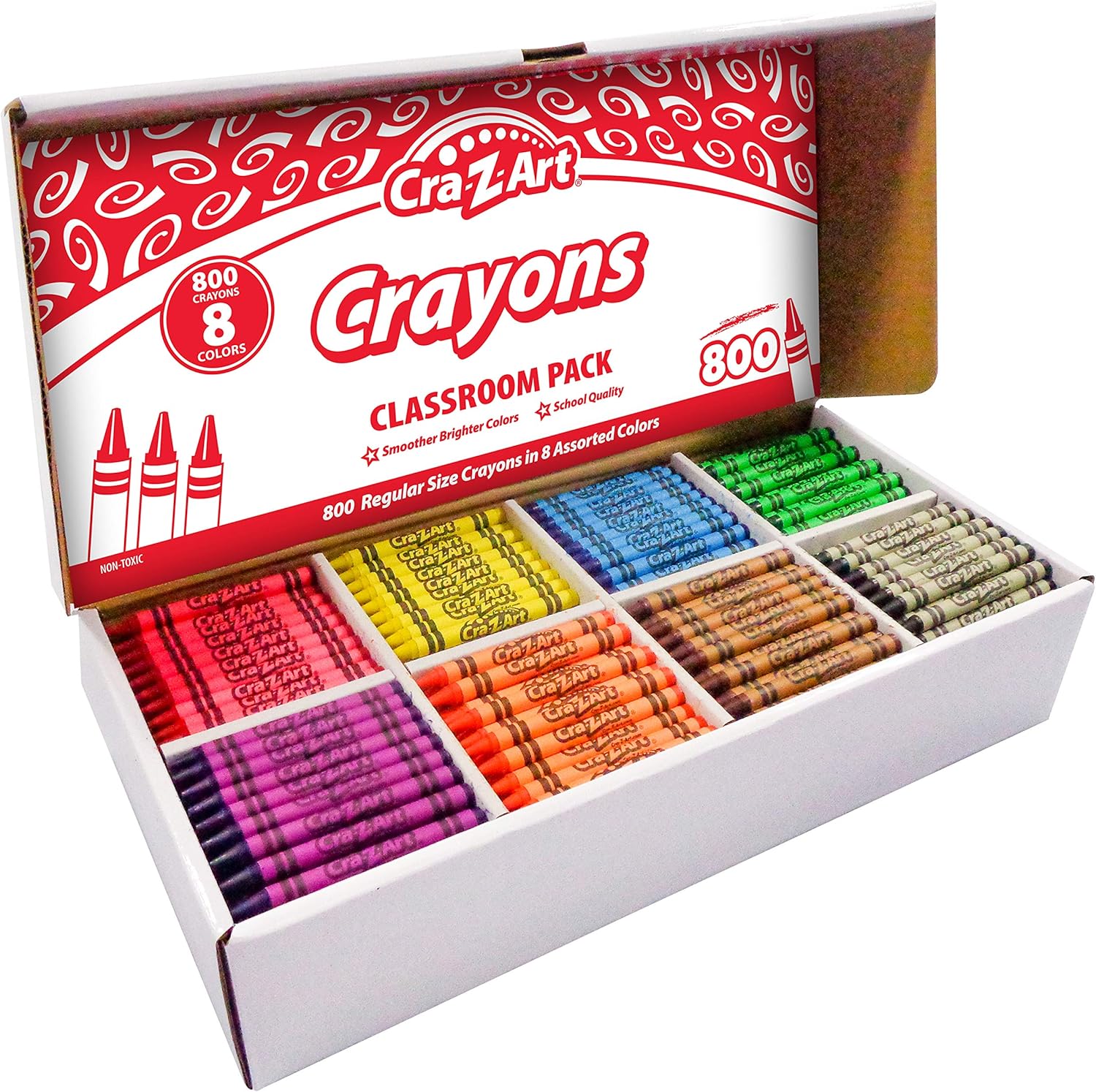 CraZart Crayon Bulk Class Pack 800ct 8 Assorted Colors