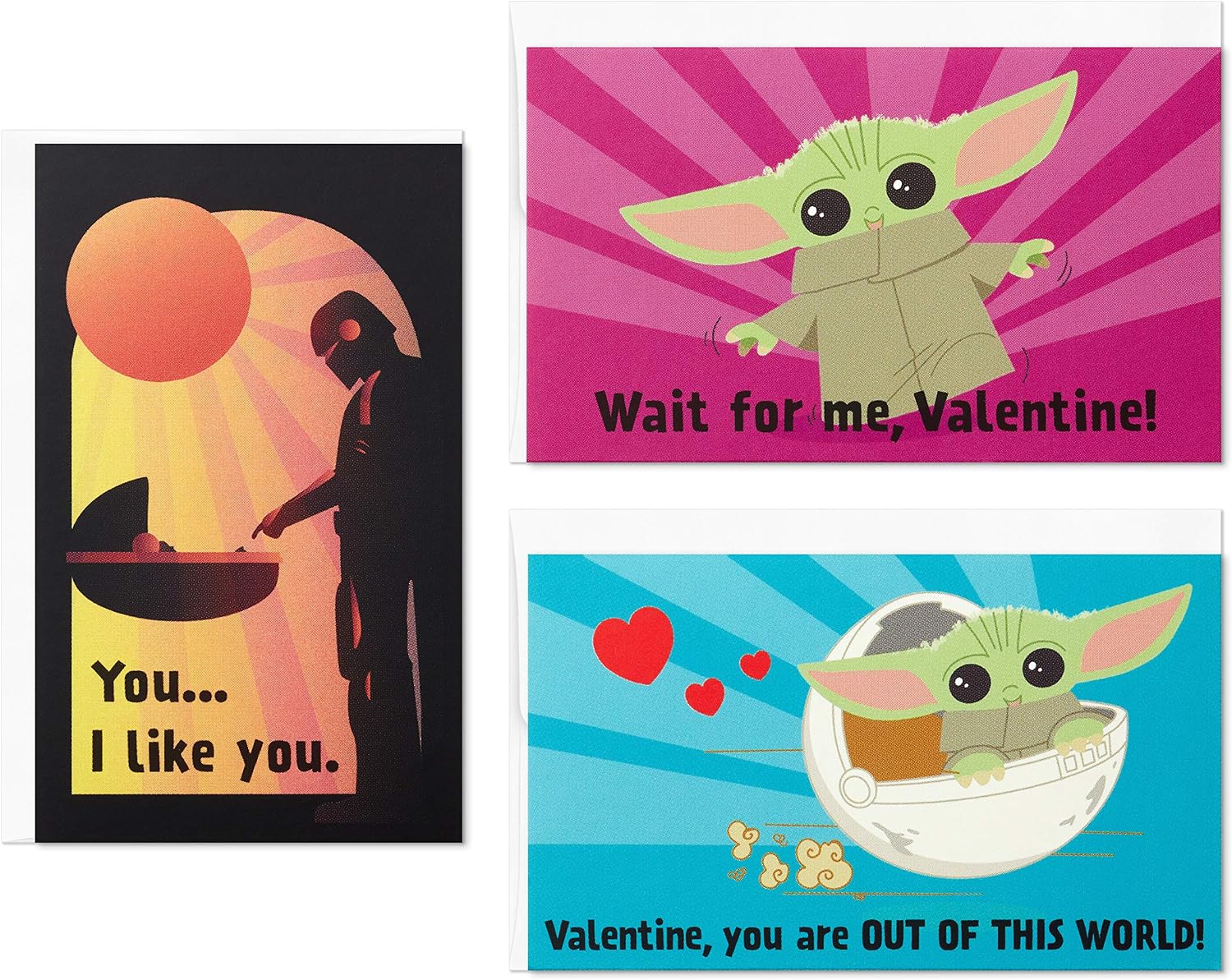 Hallmark Kids Baby Yoda Mini Valentines Day Cards Assortment (12 Classroom Cards with Envelopes)