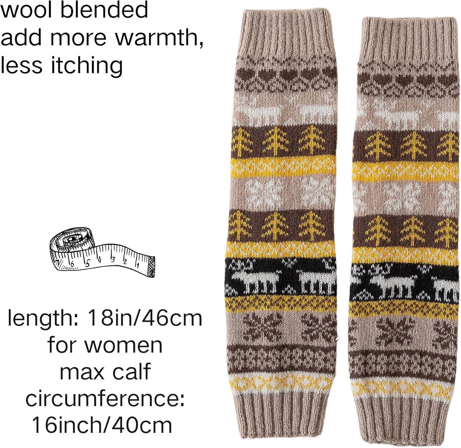 Wool Blended Leg Warmers for Women Winter, Festivel Look Knee High Socks Bohemian Thick Socks by Daisy&Dino - Image 2