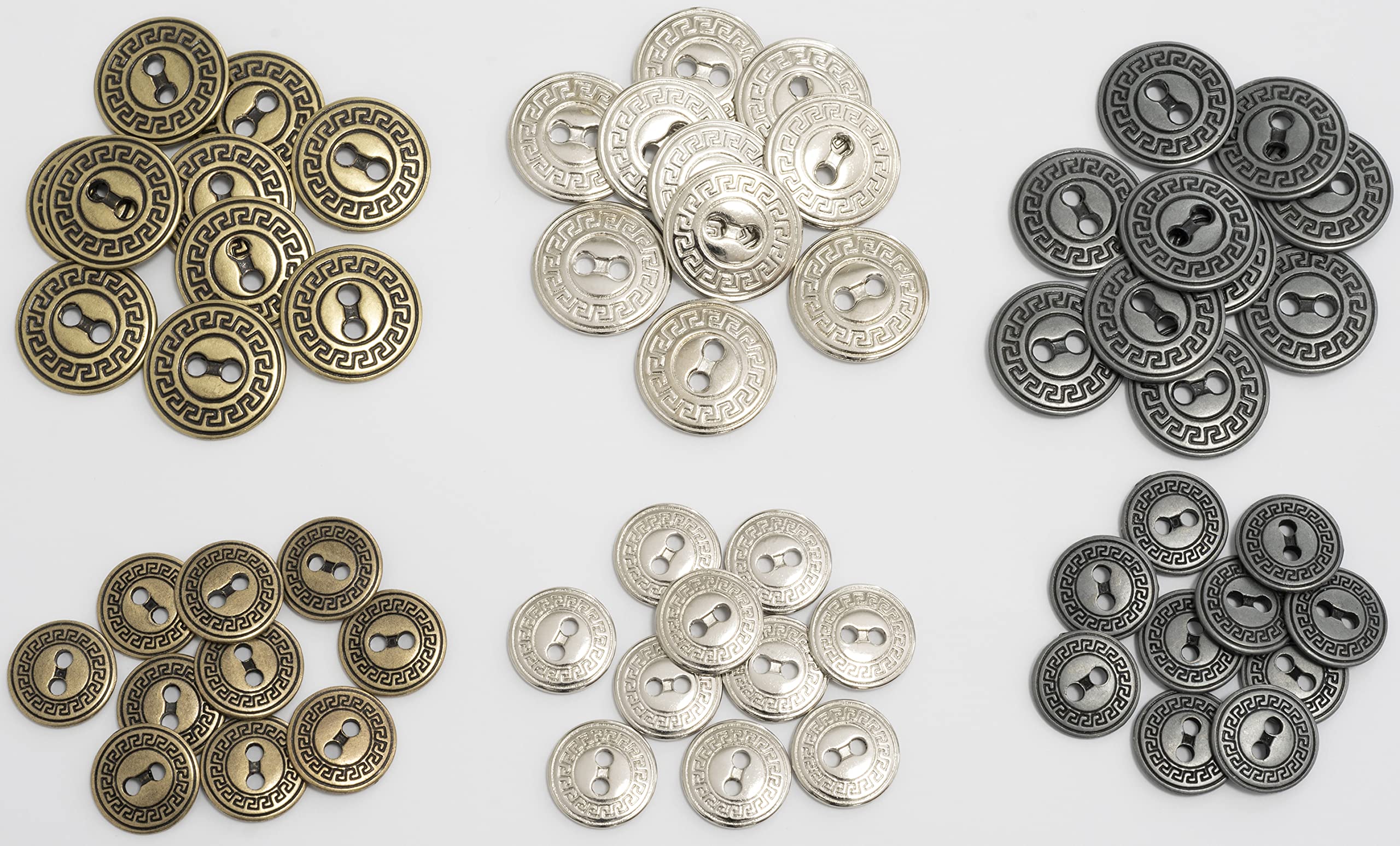 10 Bottoni In Metallo Per Cucito - Ø15mm Argento Con 2 Fori - Foto 5