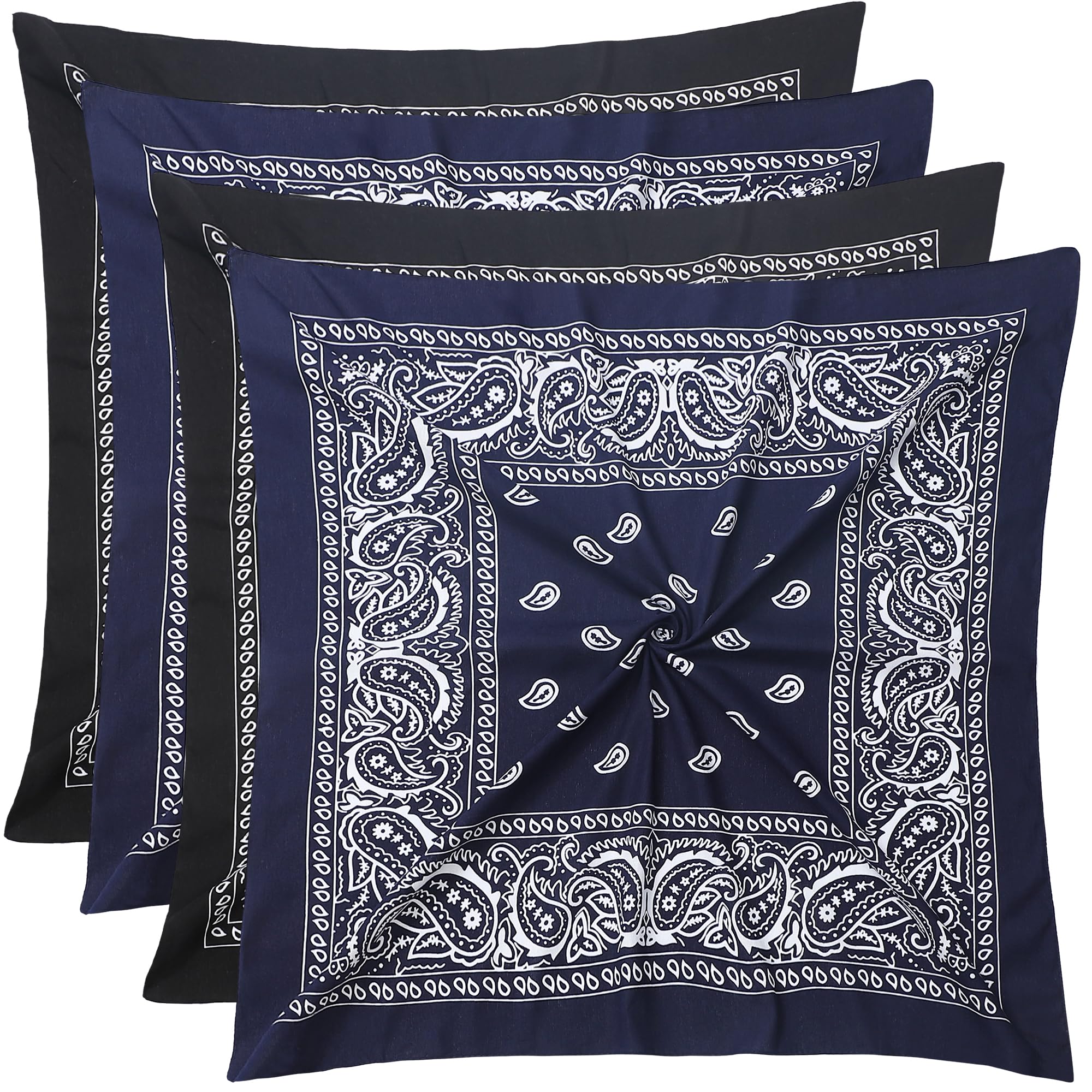 Mochabao 100% Cotton 27" x 27" Large Bandanas for Men &amp; Women, Multi-Purpose Bandana Headbands, Square Head Scarf