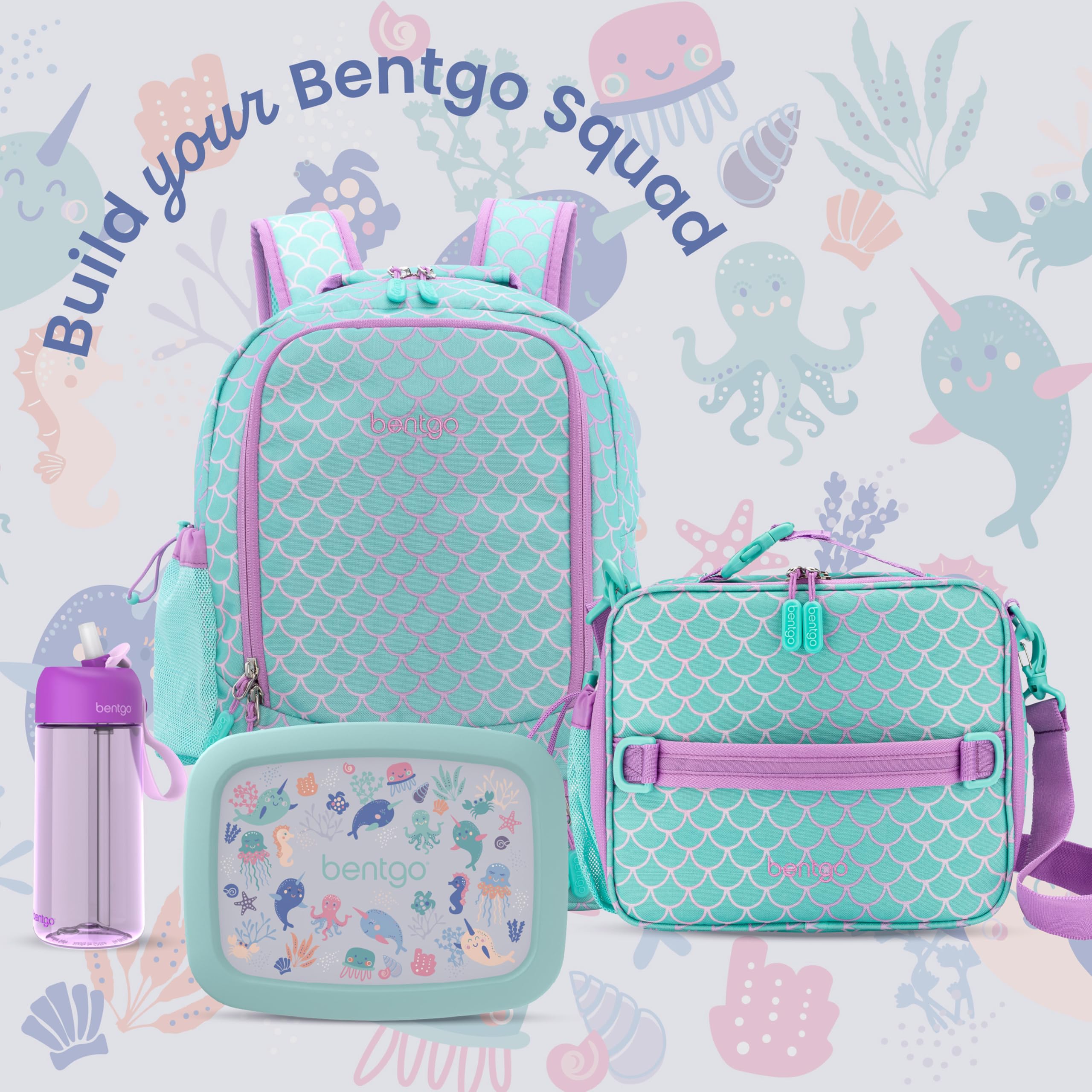 Bentgo Wydruki dla dzieci, szczelne, 5-komorowe pudełko na lunch dla dzieci w stylu bento – idealne rozmiary porcji dla dzieci w wieku 3–7 lat, trwałe, odporne na upadki, nadaje się do mycia w