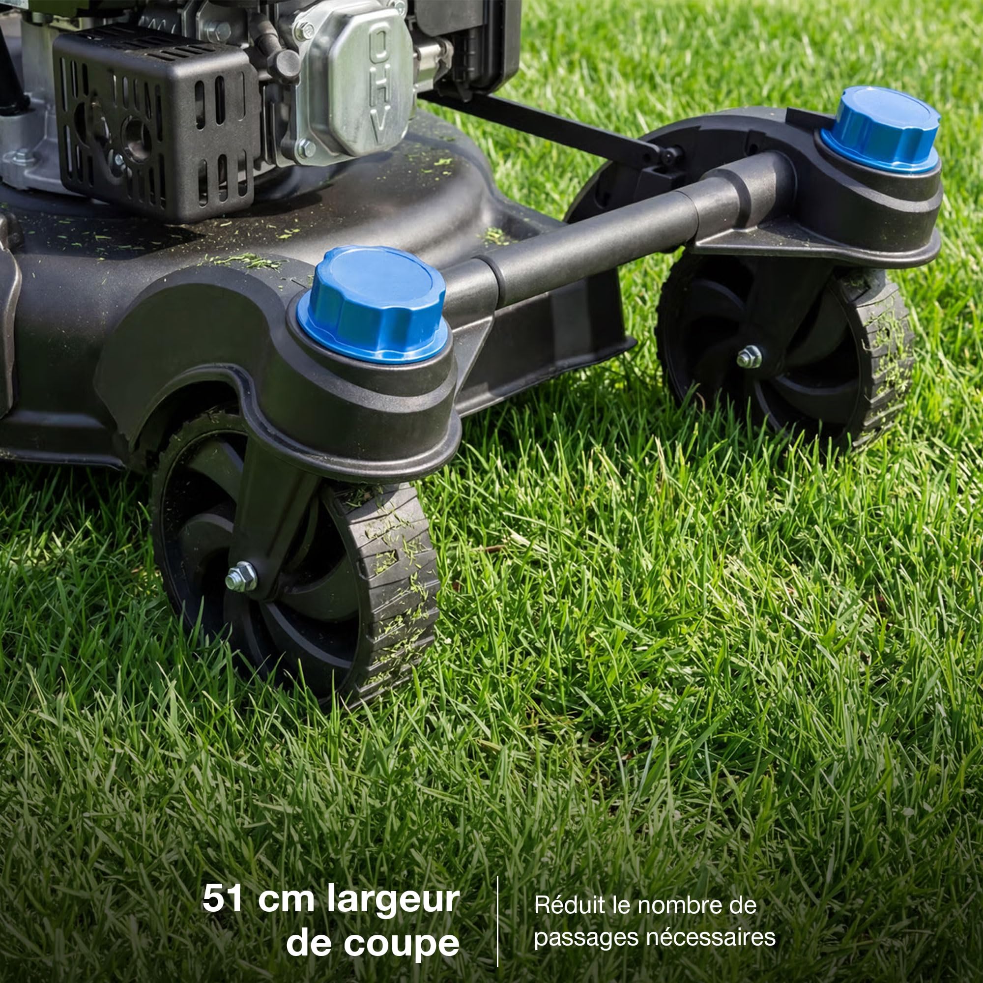 Hyundai Tondeuse à Gazon Thermique Autotractée Noire 51 cm, Démarrage Électrique, Moteur 196 cm3 5,5 CV, Bac 60 L, 4-en-1, Garantie 3 Ans - HYM20200SPEZX