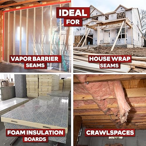 Miniatura 4 de XFasten - Cinta de cosido para construcción roja de 3" x 55 yardas (paquete de 6, total 990 pies) Cinta de revestimiento para cinta de resina epoxi,