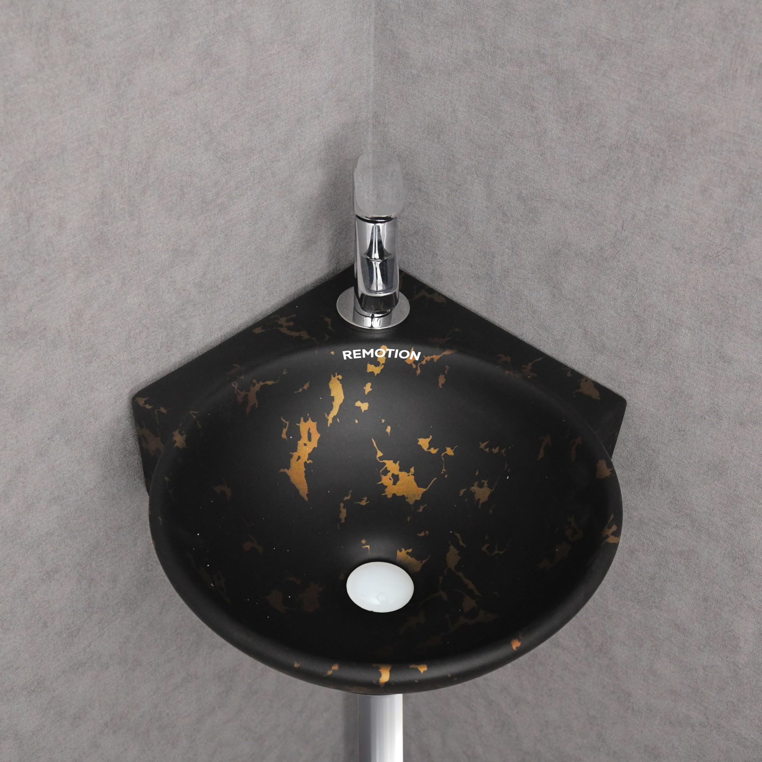 Black Gold Corner Sink - Wall Mounted Wash Basin -4 Black Gold Corner Sink - Wall Mounted Wash Basin -4