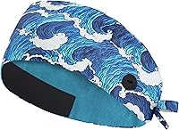 Vista 23 de QBA Gorra de trabajo ajustable con botón, gorro de trabajo de algodón, banda elástica para atar en la espalda, para mujeres y hombres, talla única