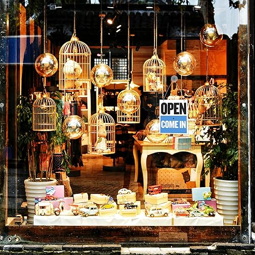 Miniatura 4 de BAZIC Products Letreros de apertura cerrada para negocios, letreros abiertos de vinilo de doble cara para ventana de negocios con letrero de reloj