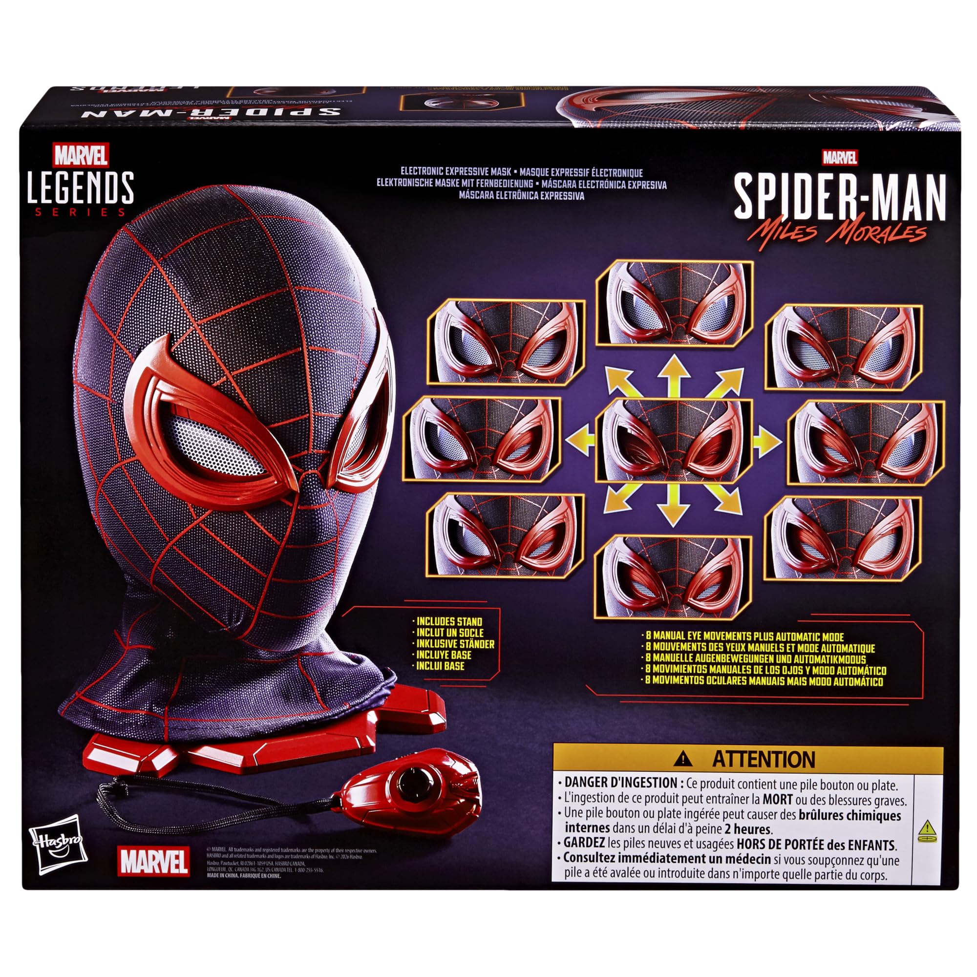 Hasbro Marvel Legends Series, Spider-Man: Miles Morales, maschera espressiva elettronica, articolo premium interattivo per roleplay per adulti