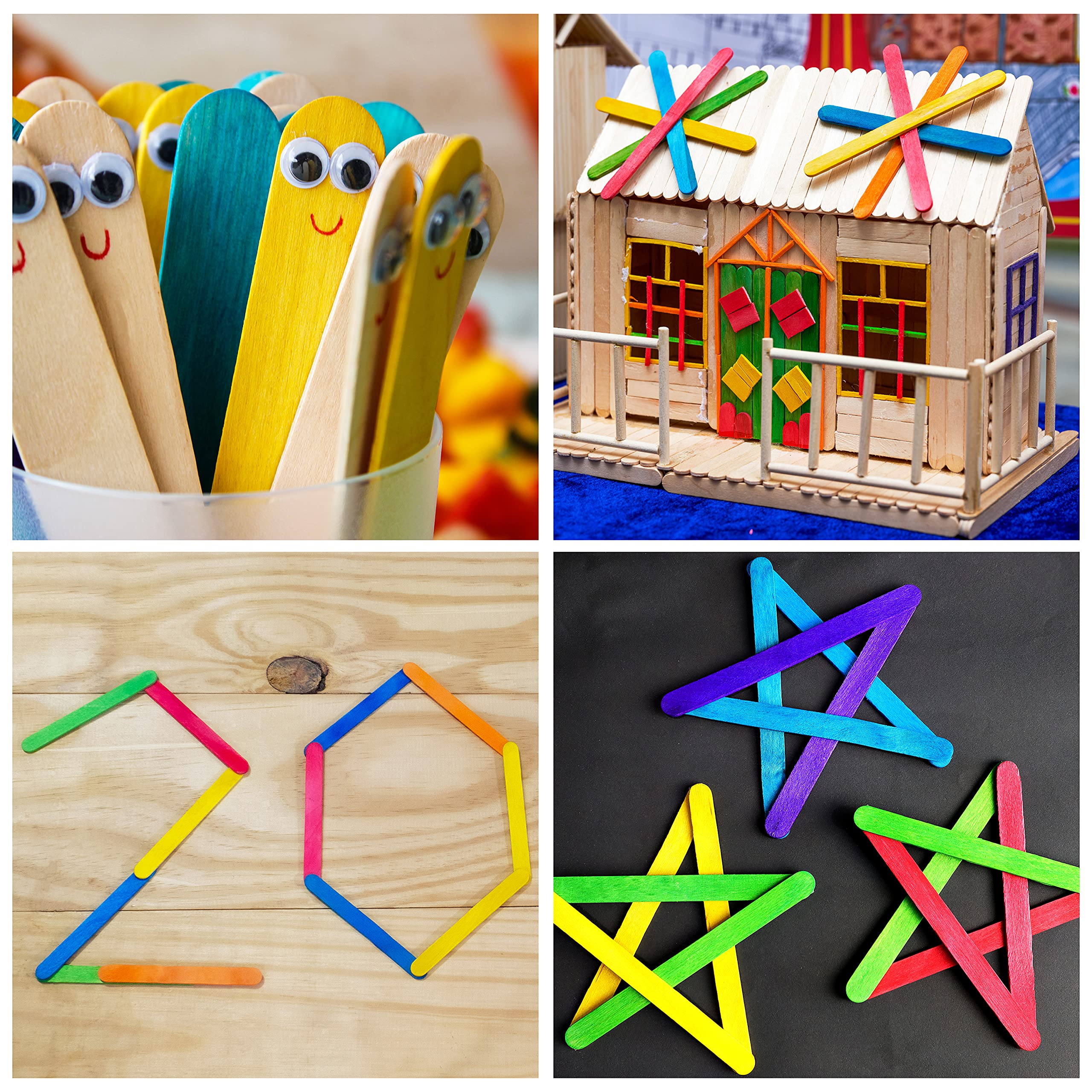 Buy Mr. Pen Colored Popsicle Sticks, 200 Pack, 4.5 Inch, Colored Craft