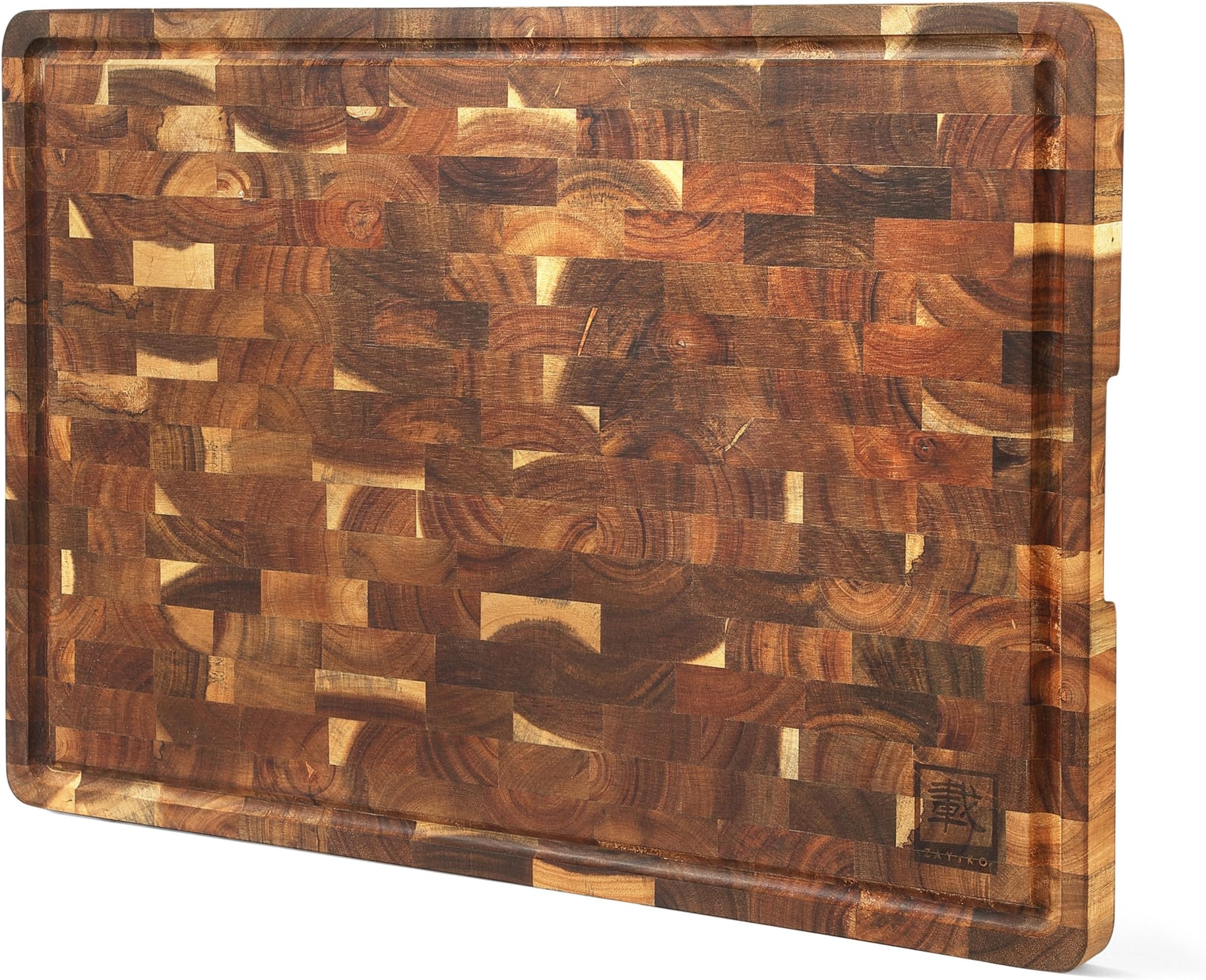 Continenta Mosaik-Tranchierbrett – 42×34×2,7 Cm, Aus Gummibaumholz Mit Auffangrille
