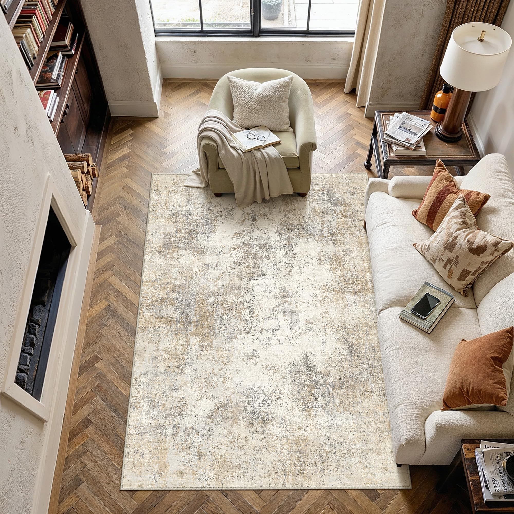 PureCozy Abstract Rug Living Room 120 x 180 cm Non-Slip Short Pile โ image 1