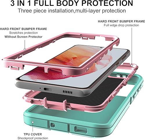 Miniatura 4 de Funda para Galaxy S21, S21 con protector de pantalla de TPU flexible autorreparable 2 unidades, funda de protección 3 en 1 resistente para Samsung