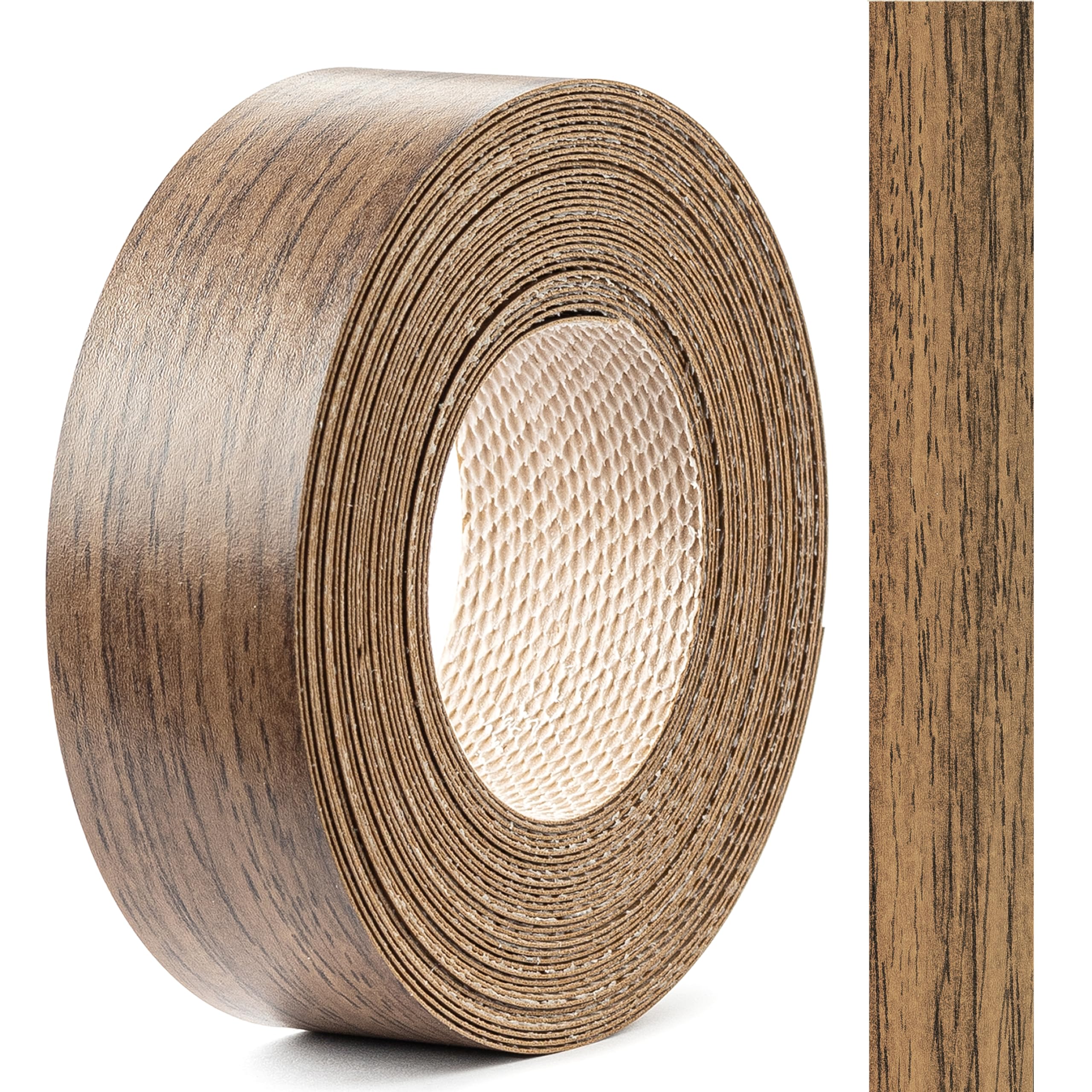 FOLDECOR Rustic Oak Hotmelt Melamine Edge Banding Tape 21mm x 5m, Iron on Edge Trim Strip for Furniture, Cabinets, Shelves & Panels, Easy to Apply & Cut
