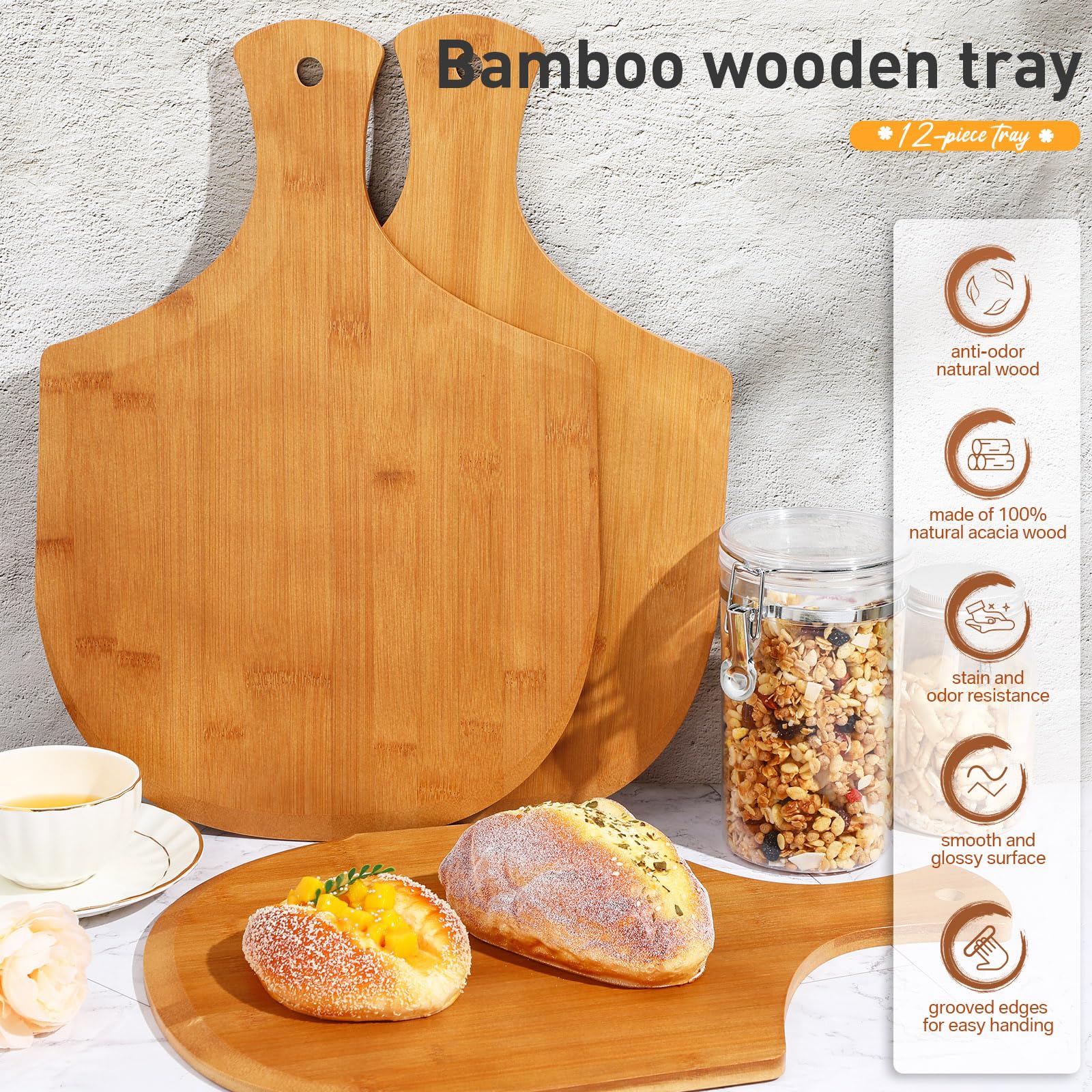 Pala per pizza in bambù, utensile da forno, tagliere per pizza in legno