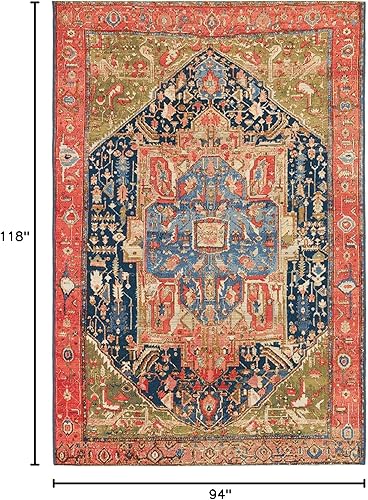 Miniatura 2 de Liora Manne Marina - Alfombra tejida duradera de perfil bajo para interiores y exteriores, color rojo Heriz, 7 pies 10 pulgadas x 9 pies 10 pulgadas