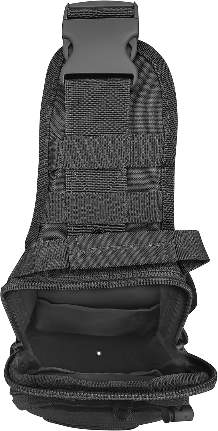 Roma Leathers Tactical Crossbody Go Bag - Multiple Compartments, Adjustable Shoulder Strap - Black