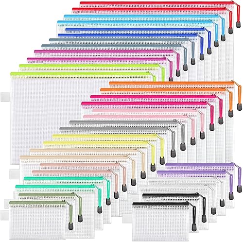 JARLINK 36 bolsas de malla con cremallera, 8 tamaños impermeables con cremallera para almacenamiento de juegos de mesa, 18 bolsas de organización de