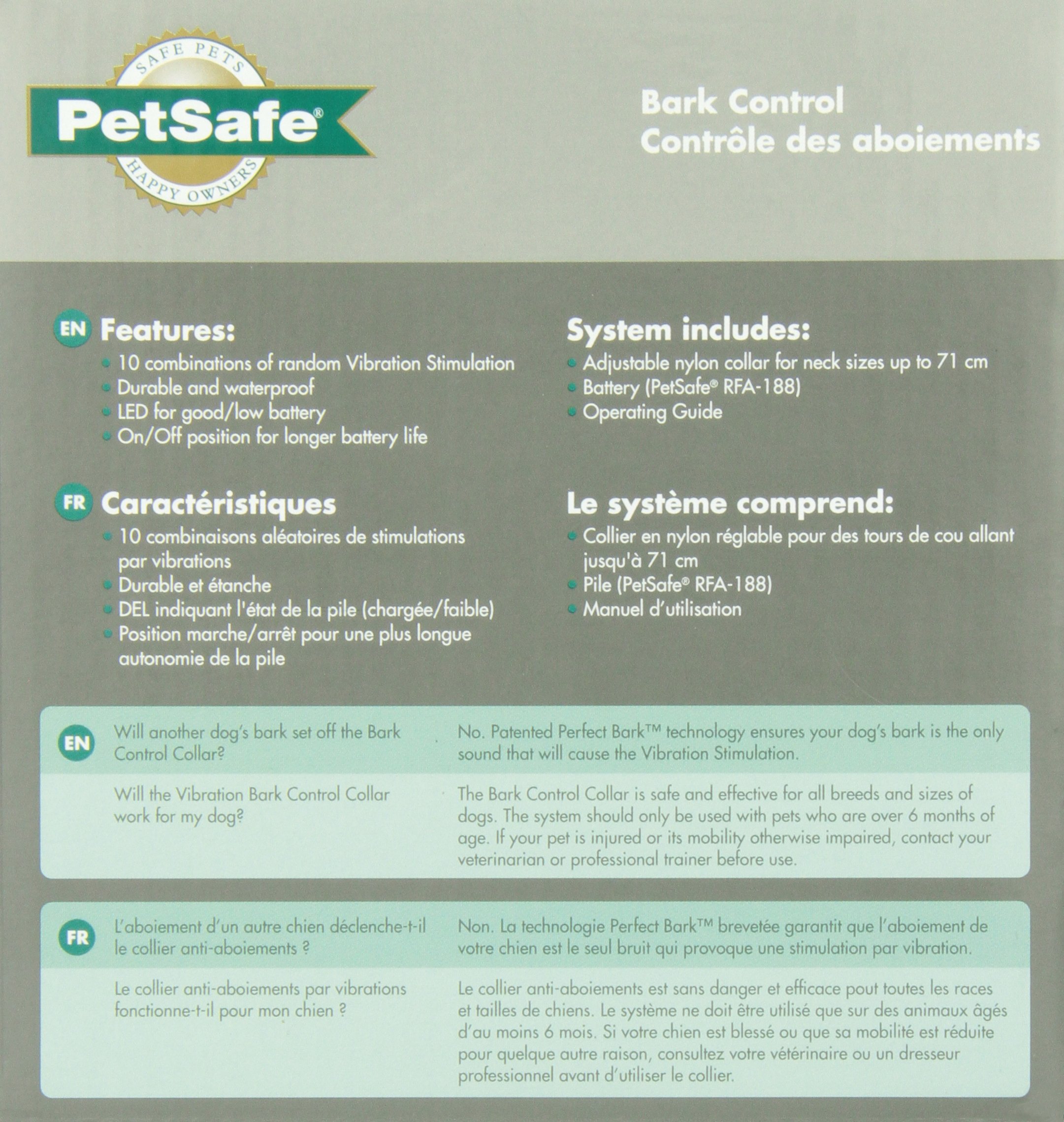 PetSafe VBC-10 - Control de ladridos por vibración, Ajustable a 68.6 cm, antiladridos, automático, Seguro