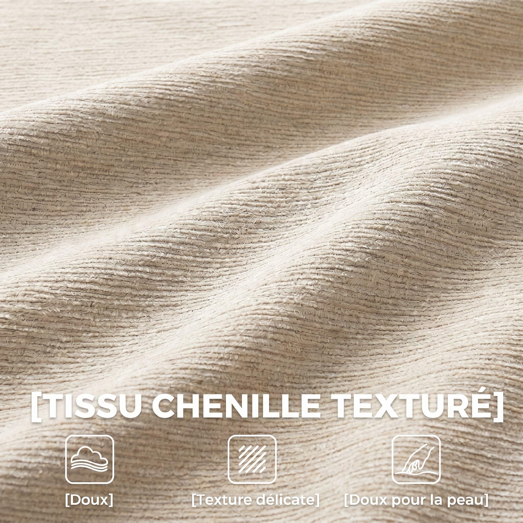 HOMCOM Canapé 3 Places en Chenille 248 cm Large Assise Rembourrée Beige