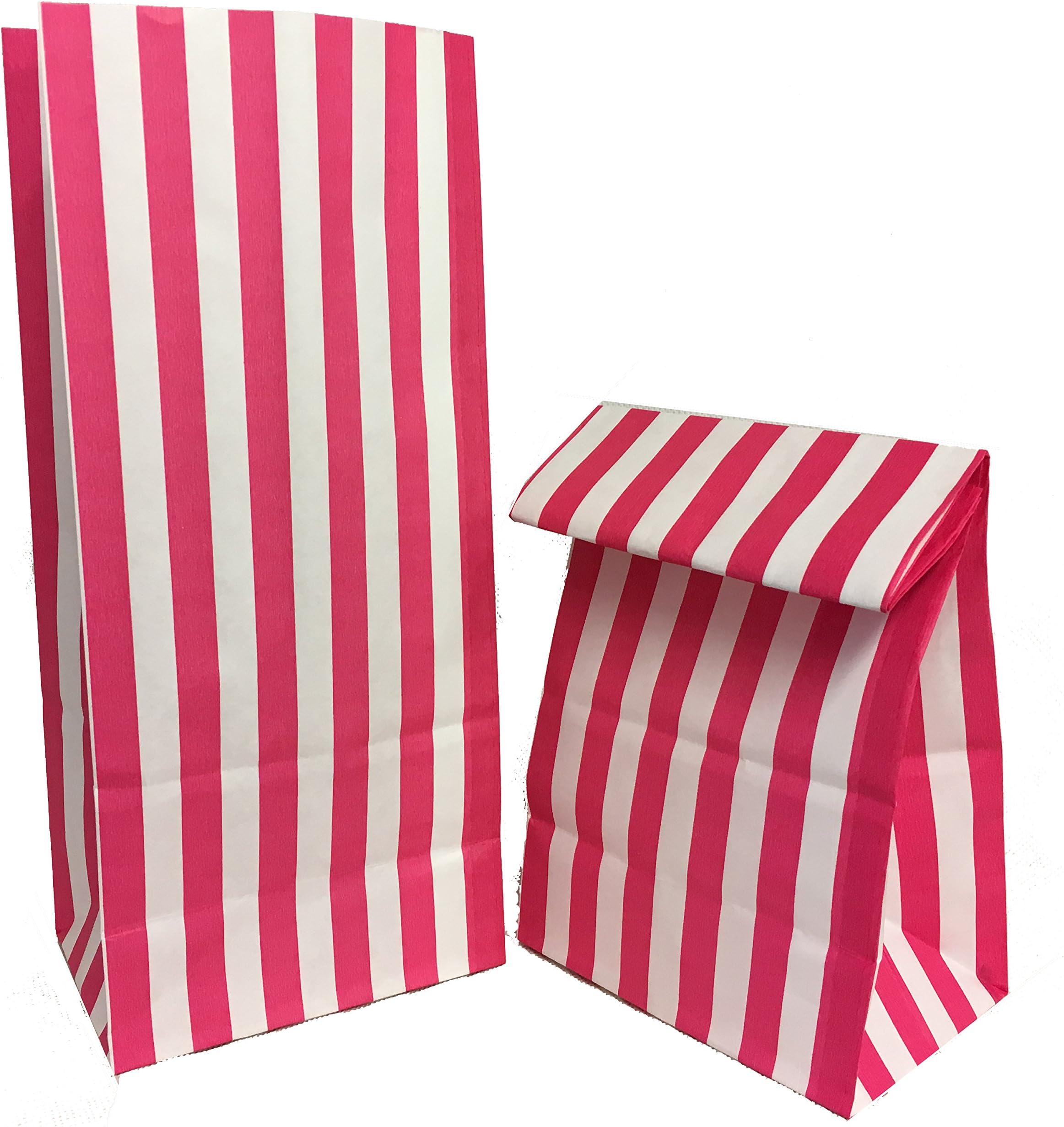 – Pink Stripe Pick n Mix Bags 100 + 75 x 230mm 60gsm from (pack of 100)
