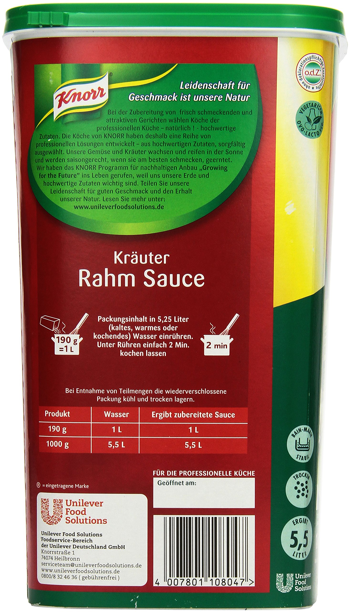 Knorr Kräuter-Rahm Sauce 1 kg, 1er Pack (1 x 1 kg)