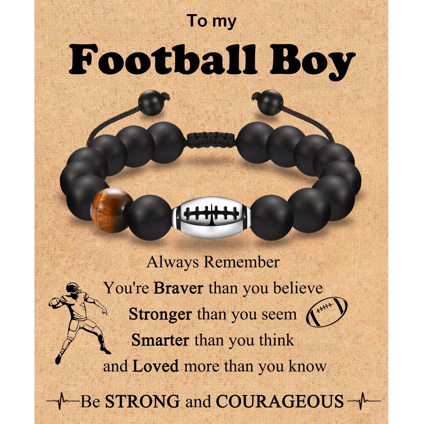 IKIATY Football Baseball Basketball Soccer Bracelet Gifts for Teen Boys Player Son Grandson Nephew Team Friends Brother, Graduation Birthday Christmas Gifts for Teenage Boys