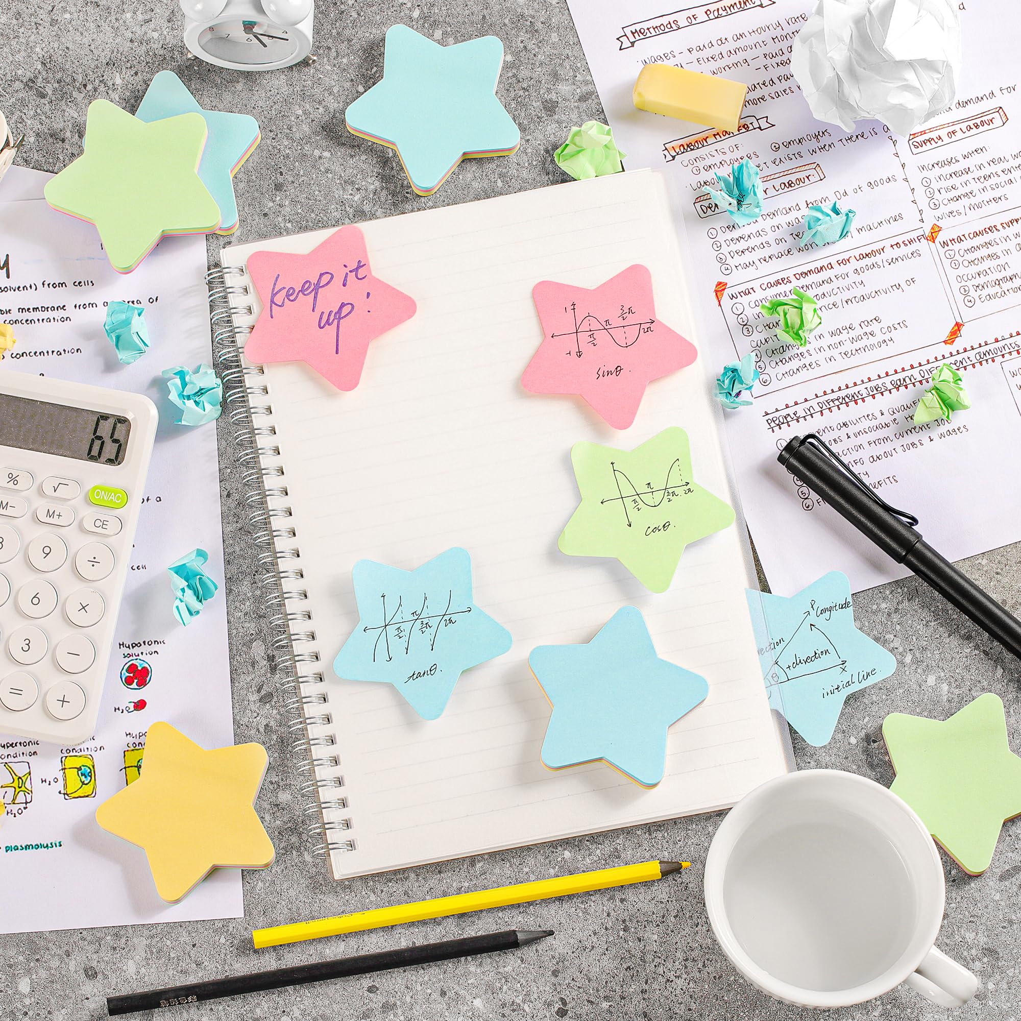 Amazon.co.jp: 付箋 2.75インチ x 2.75インチ 600枚 星型 - セルフ