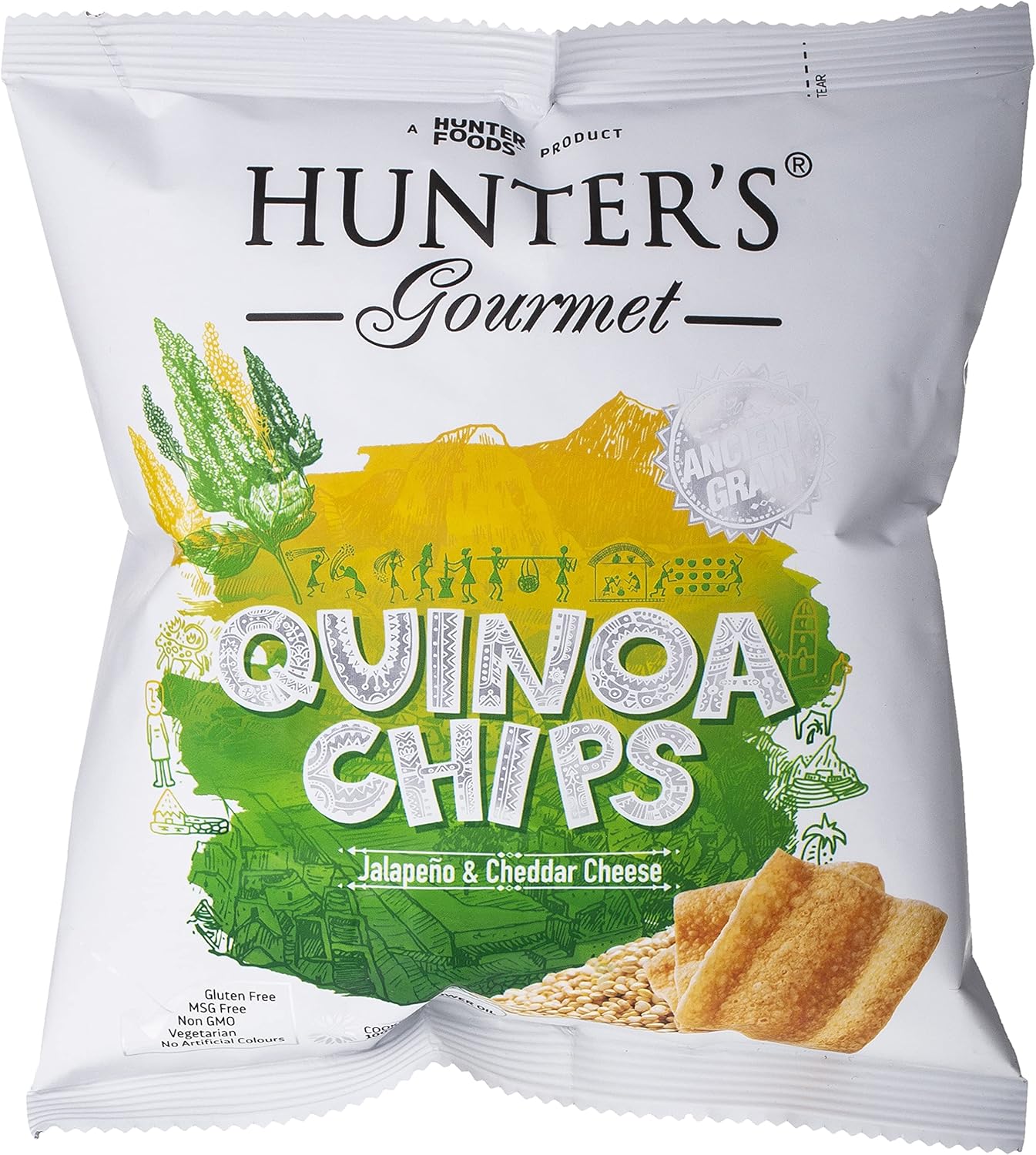 Hunter’s Gourmet Jalapeno & Cheddar Cheese Quinoa Chips 28g Hunter’s Gourmet Jalapeno & Cheddar Cheese Quinoa Chips 28g