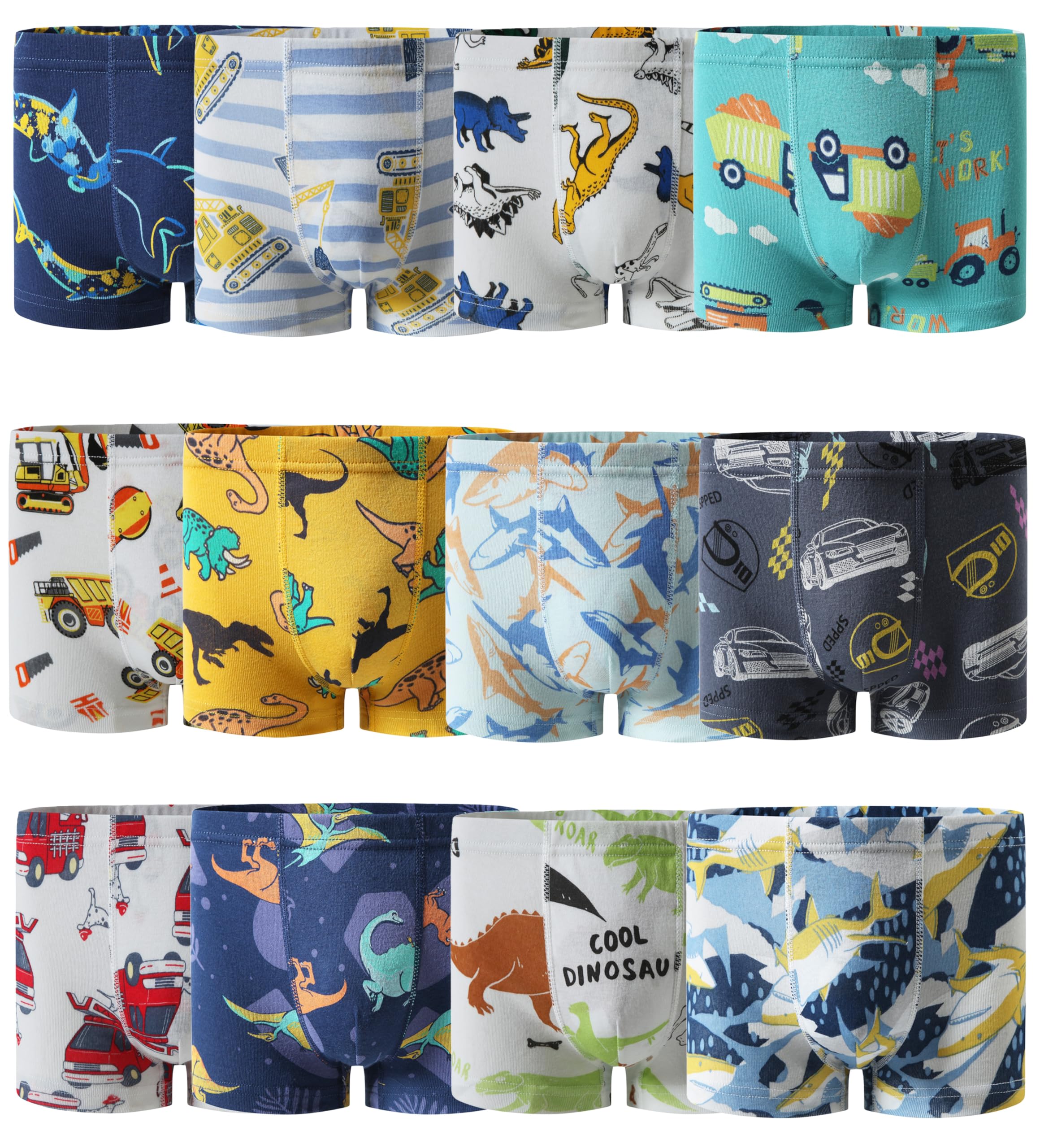 Boboking Boys Soft Boxer Briefs Dinosaur Shark Toddler Kids Underwear 2-12 Years