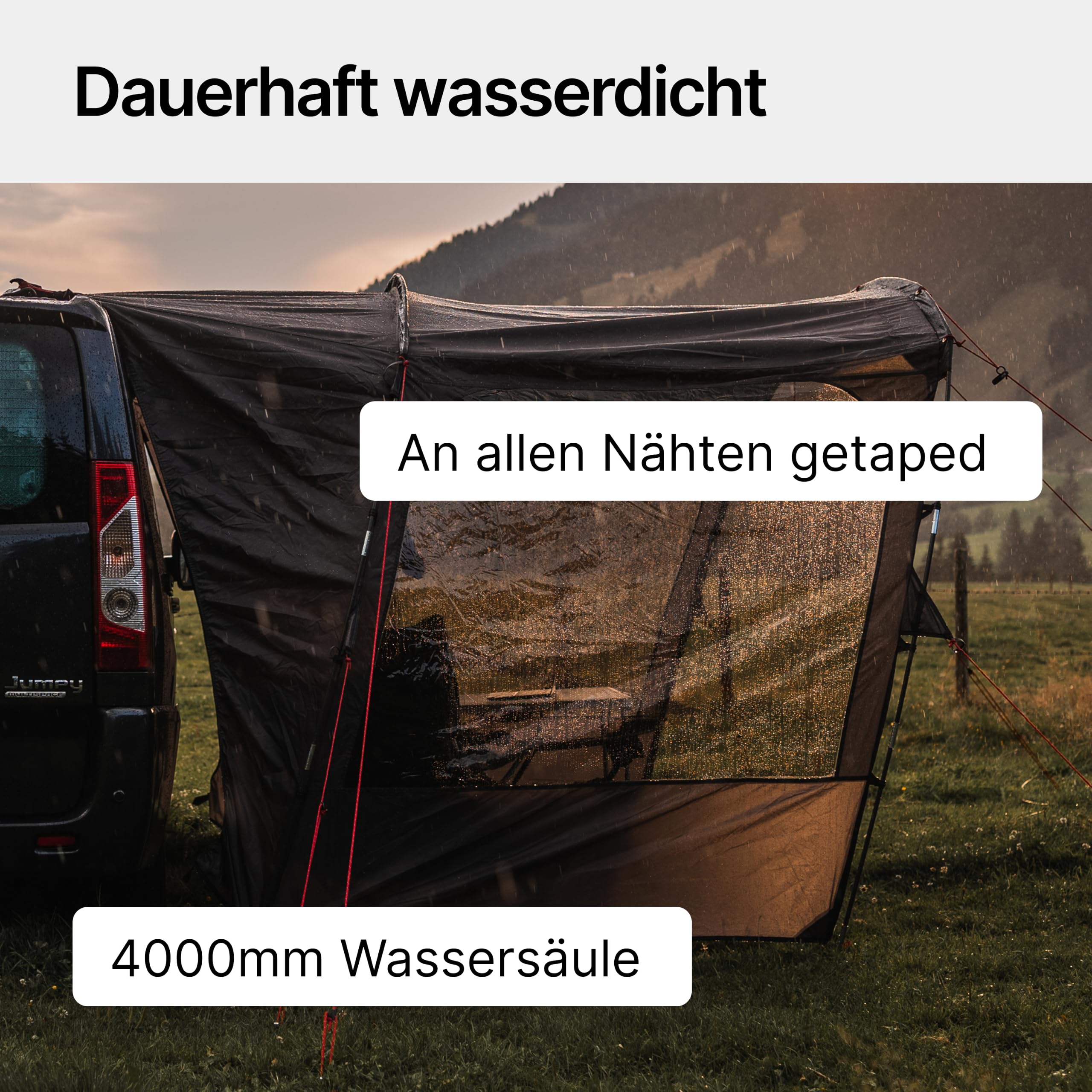 qeedo Motor Canopy Bus - Stabiles Vorzelt mit UV-Schutz (UV80) & Dark-Coating - Passt für Bus, Van und Wohnmobil, Verschiedene Montage-Möglichkeiten, Anbau mit 5 und 7 mm Dual-Keder