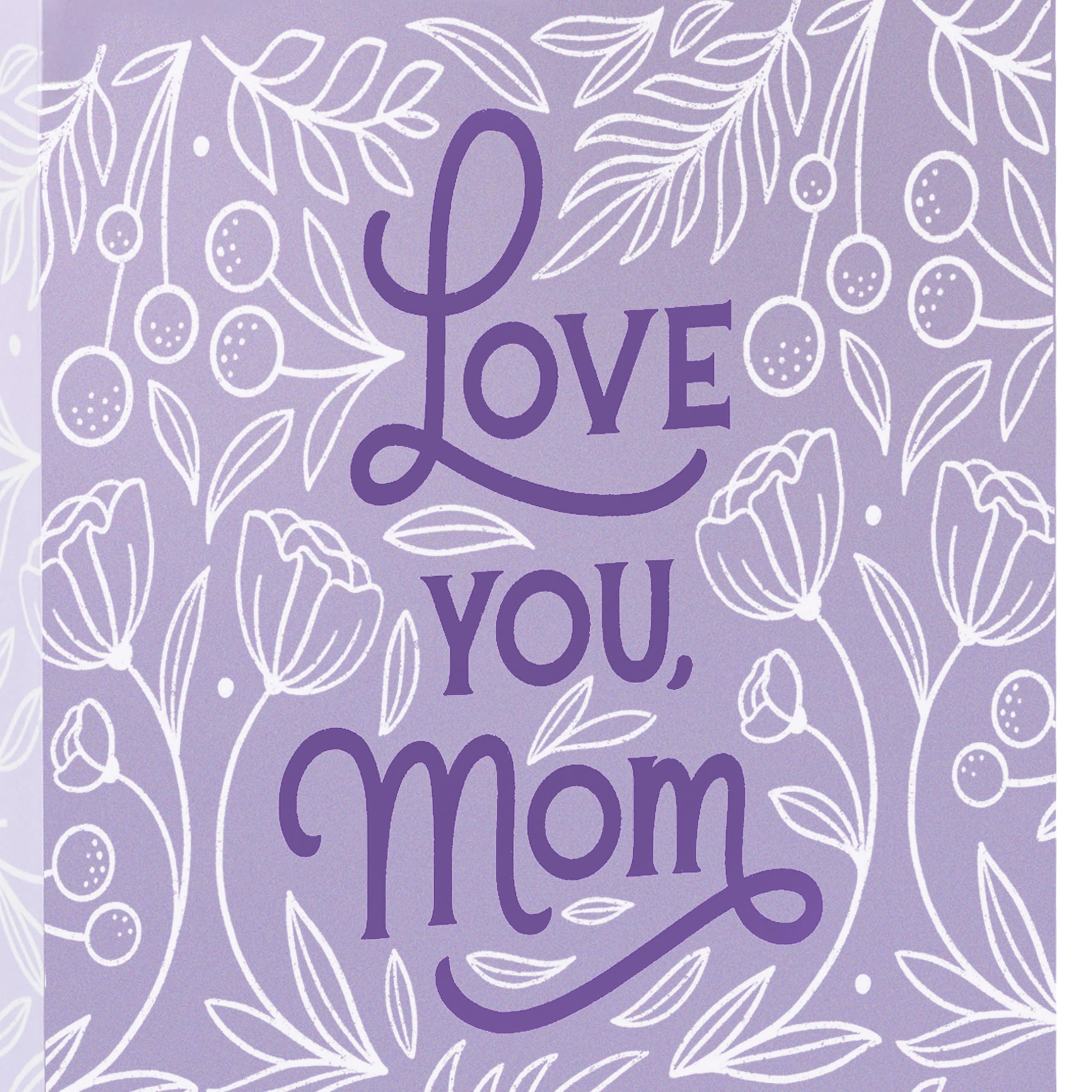 Hallmark 13" Large Mother's Day Gift Bag with Tissue Paper and Card (Love You Mom, Lavender, Modern Flowers)