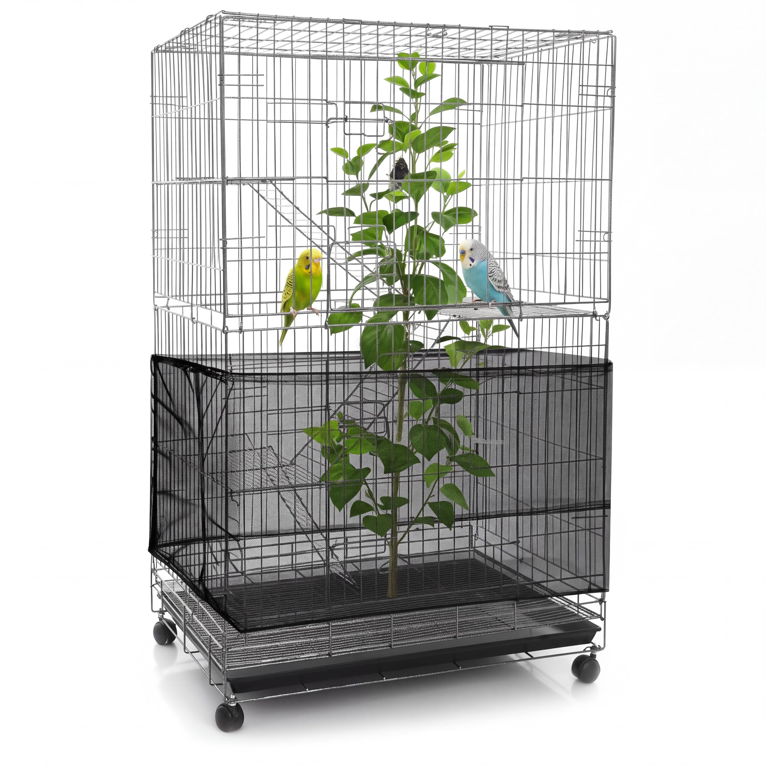 Bird Cage Net Cover Seed Catcher, 78.7 x 15 Inch/ 200 x 37 cm, Black