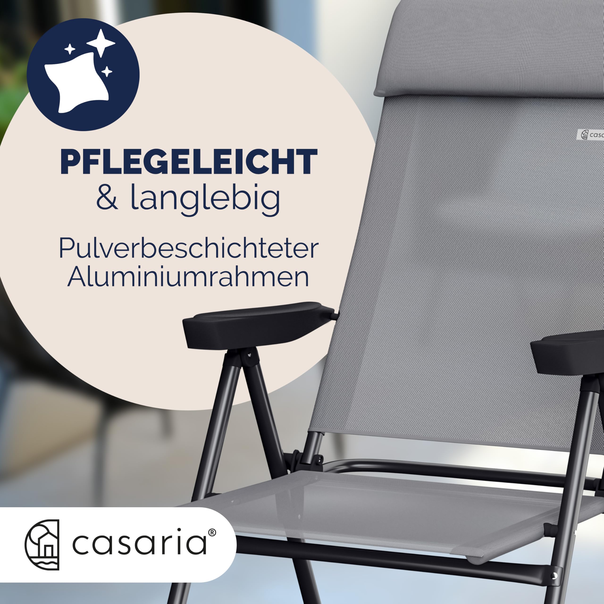 Casaria Set 2 Sedie da Giardino Pieghevoli Regolabili 7 Posizioni Alluminio