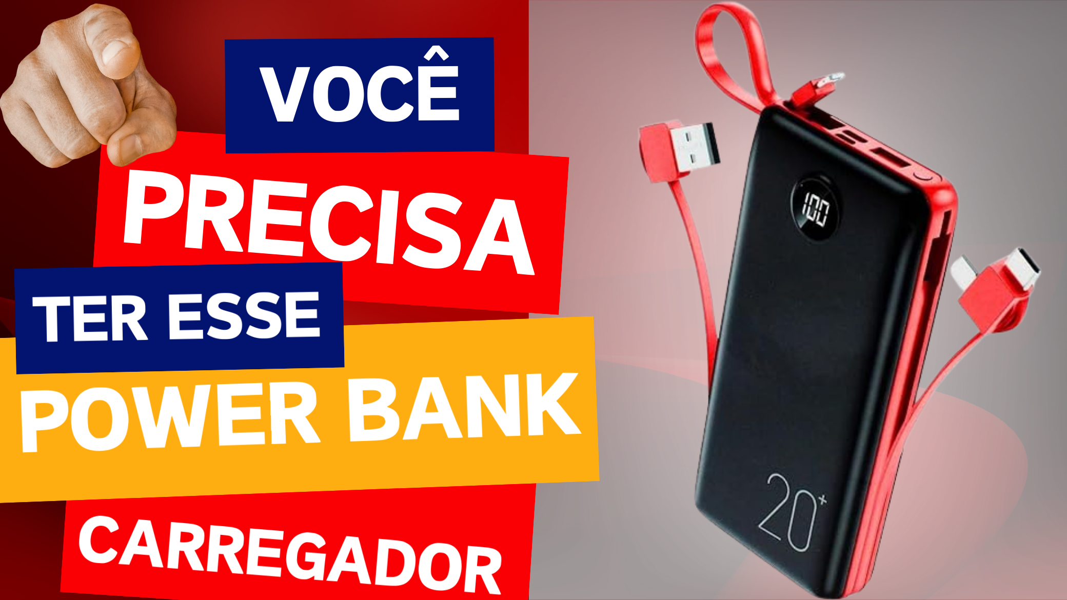 Power Bank Carregador Portátil 20.000mAh Digital compatível com