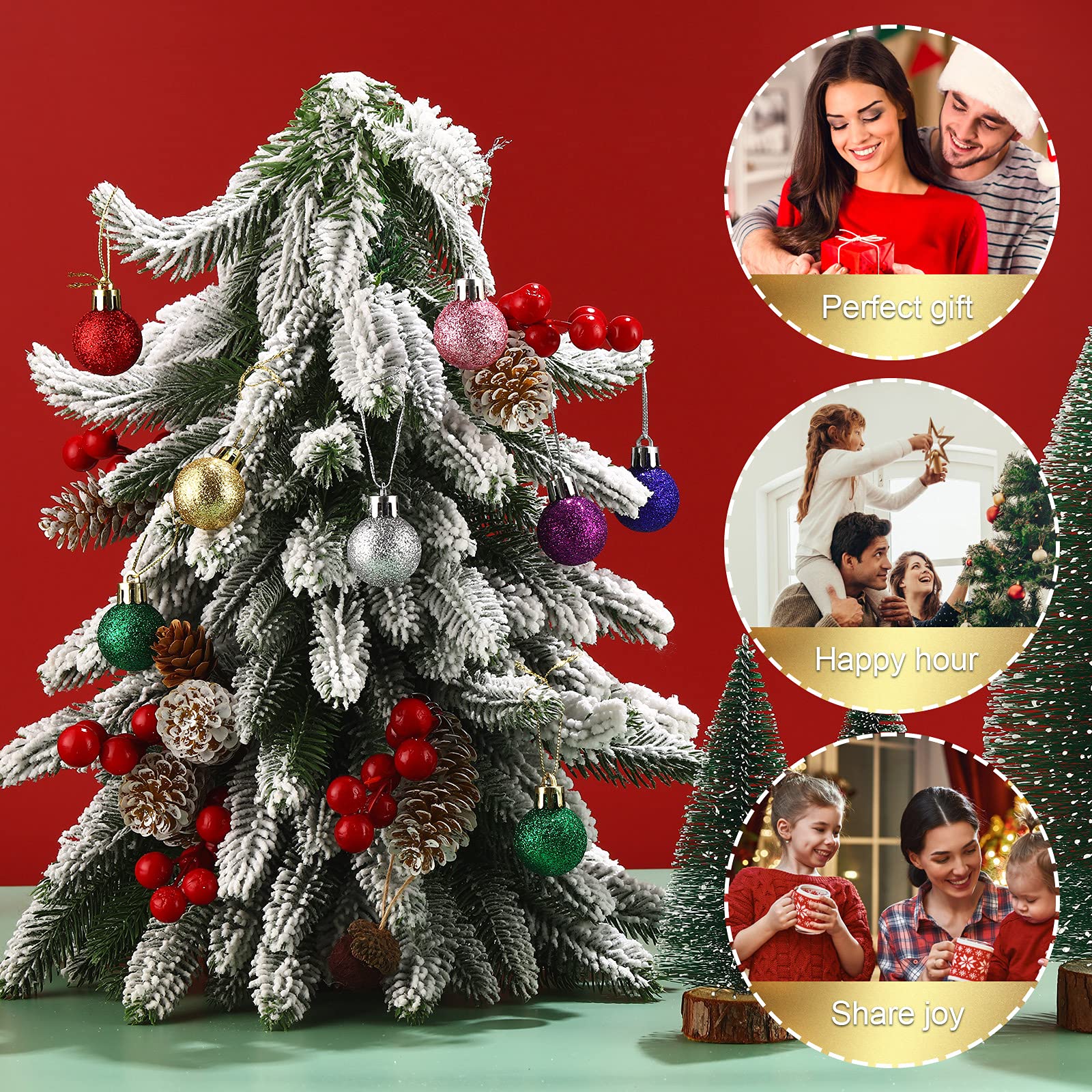 50 Pcs Mini Christmas Ball Ornaments – Shatterproof Glitter Baubles For Tree Decor (0.79 Inch)