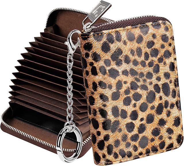 FurArt Etui na karty kredytowe dla kobiet i mężczyzn, ochrona RFID, breloczek do kluczy, portfel z zamkiem błyskawicznym, Ciemnożółty, Compact, Klasyczny