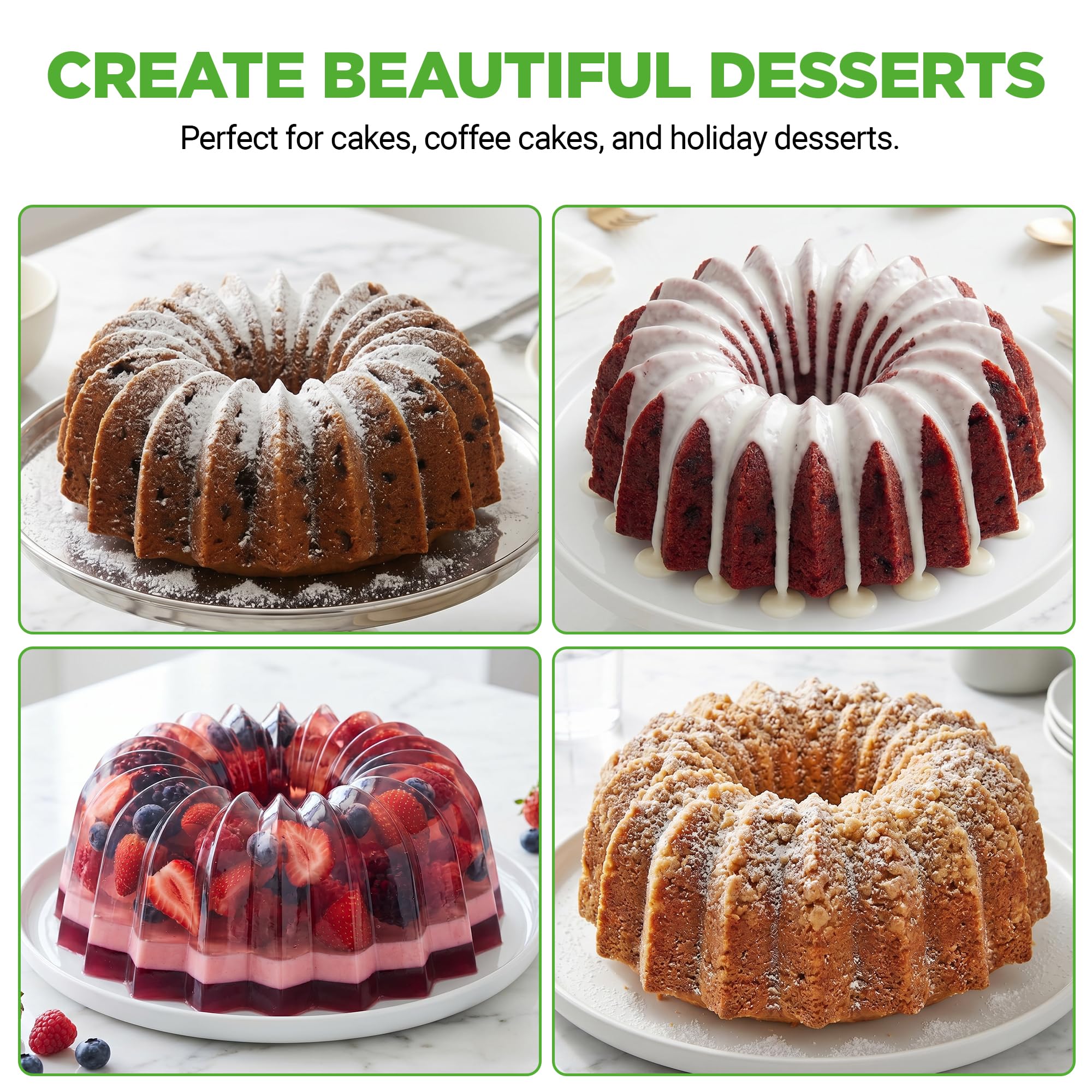 NutriChef Teglia da forno per torte scanalata con corona francese, teglia in alluminio antiaderente extra spessa, per cuocere e dorare, adatta al forno, senza PFOA, perfetta per torte, pane e altro