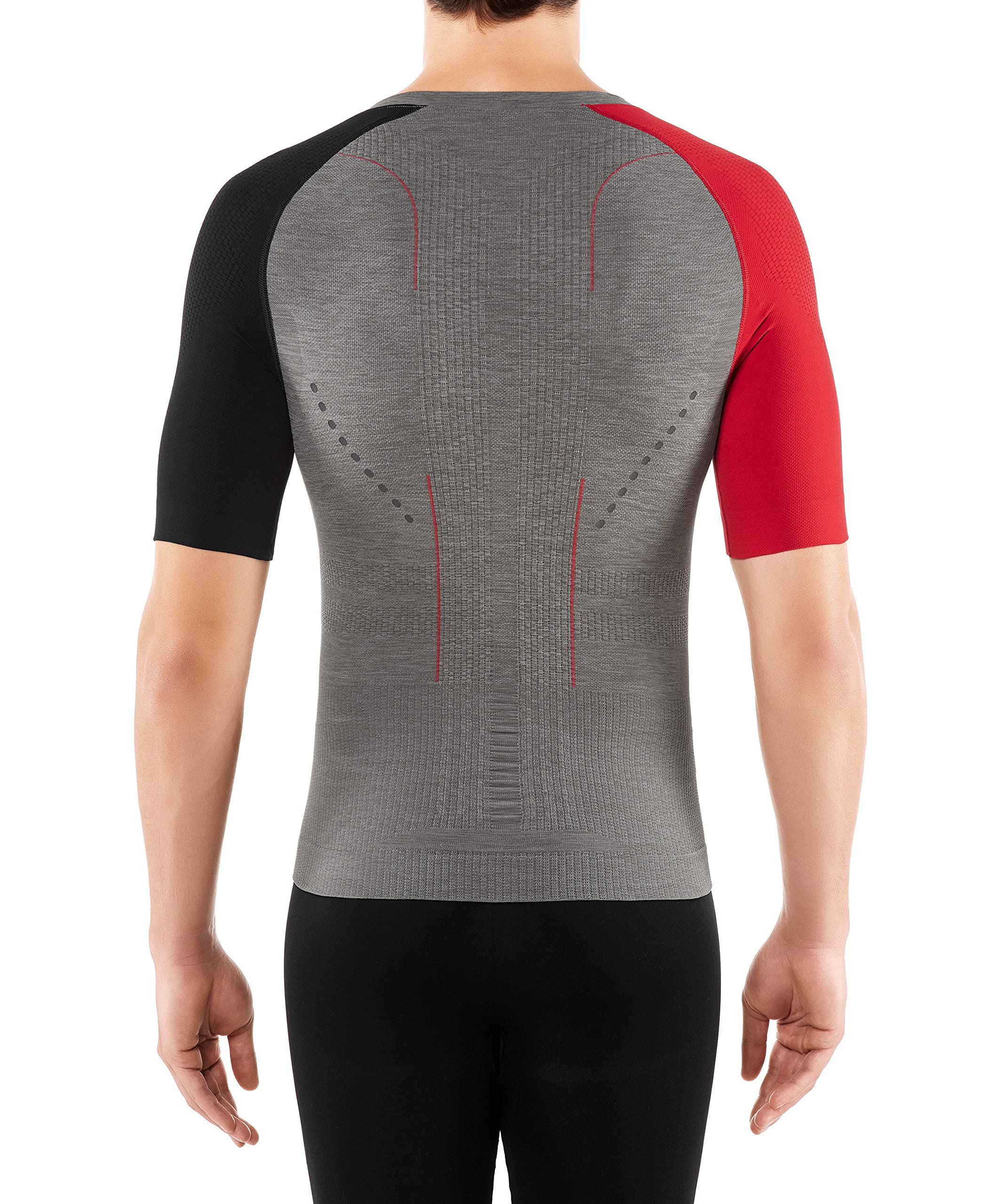 FALKE Sportshirt Impulse Running Funktionsmaterial Herren grau atmungsaktiv zum Sport kurzarm mit Kompression und Silikonnoppen zur Muskelmassage 1 Stück