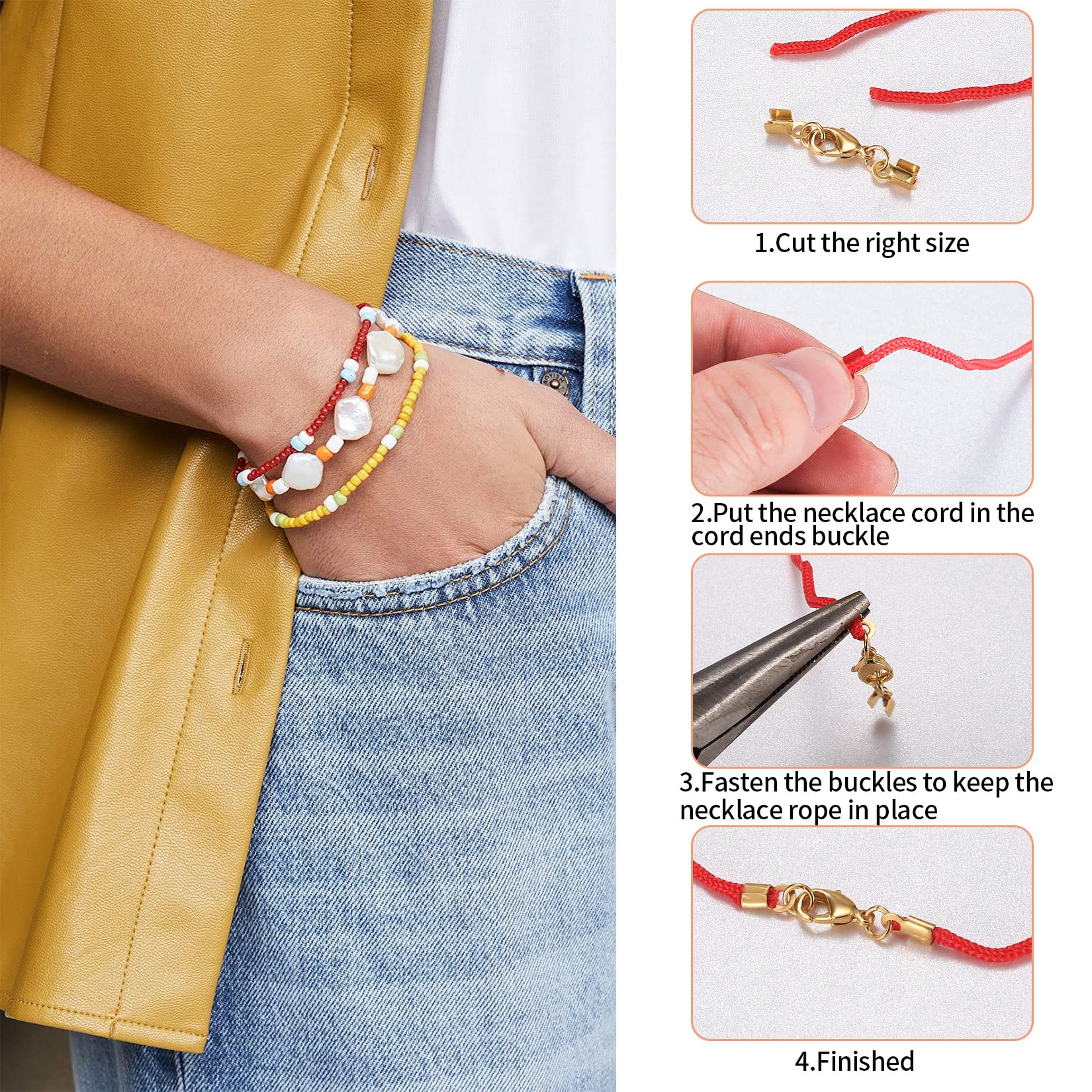 20 Pcs Lobster Claw Clasps with Cord Ends - Image 4