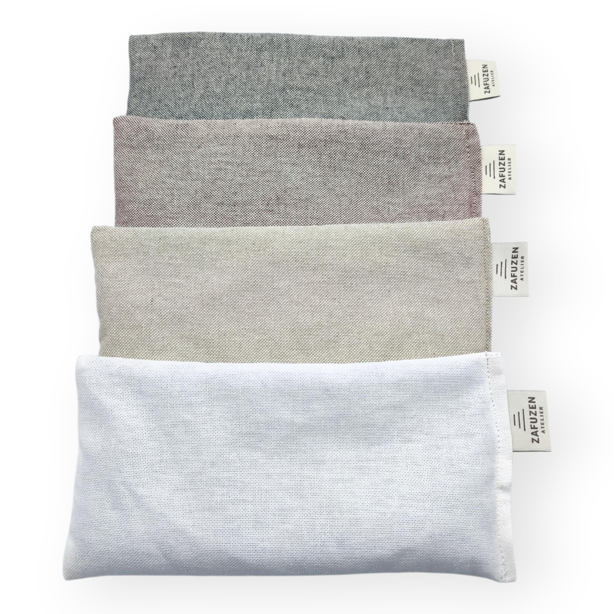 Pack 4 Almohadas para Ojos con Lavanda para Yoga – Core Set | Pack de 4 sacos de semillas para ojos en algodón, con arroz y flor de lavanda para yoga, savasana y estudios.