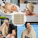 Canadian Linen Everest Luxury Bath Towels Set, 26”x52” 4 Pack, Extra Soft Highly Absorbent Cotton Towel, Lightweight Quick Dry Bathroom Towel for Home Decor Spa Salon Hotel Pool Shower Yoga Gym, Beige