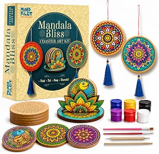Mind Pilot Mandala Art Kit for Adults | Dot Mandala Coaster Painting Kit | 4 Pre-Marked 4" & 2 Pre-Marked 7" MDF Coasters... Price In India
