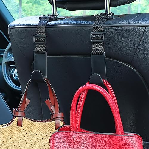Miniatura 6 de Amooca Ganchos ajustables para reposacabezas de automóvil, paquete de 4 unidades, organizador de respaldo de asiento de vehículo, soporte de