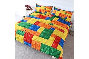 Colorful Toy Bedding Building Blocks Comforter Cover Kids LEGO Bed Sheets Fun...