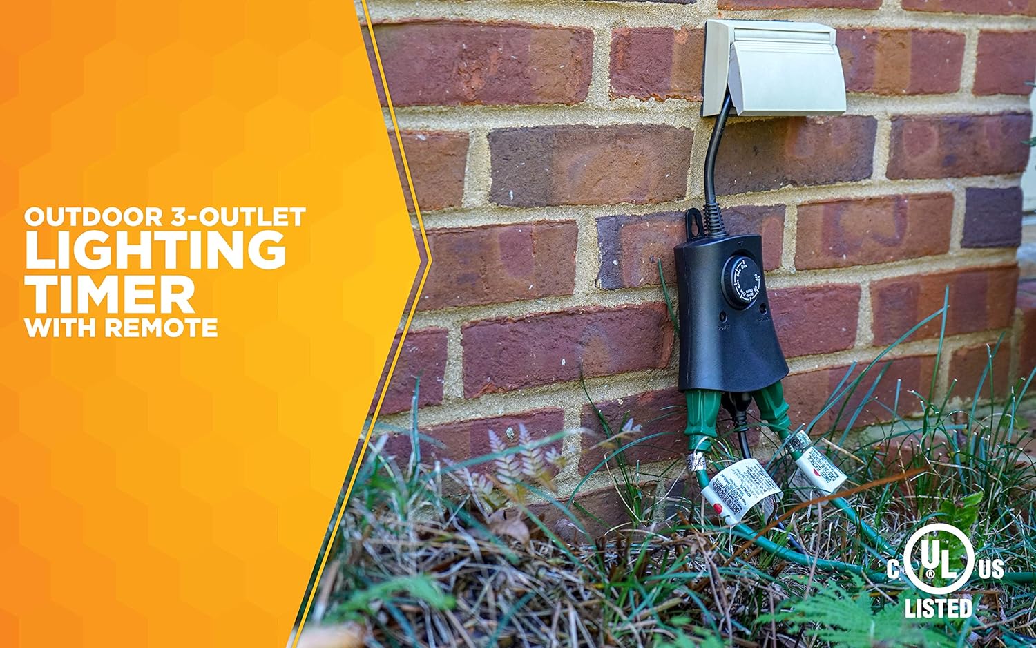 Woods 59746WD 24-Hour Automatic Photocell Remote Control Timer with 3 Grounded Outlets Ideal for Automating Holiday Decorations, Christmas Outdoor Lighting, Weatherproof, Adjustable up to 80 ft. away, 125-volt, 60-hertz : Everything Else