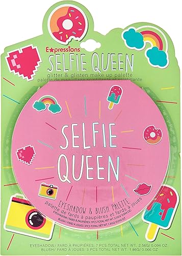 Miniatura 7 de Expressions Selfie Queen - Paleta de maquillaje con purpurina y brillo de 10 colores, paleta de sombras de ojos y maquillaje de rubor, juego de